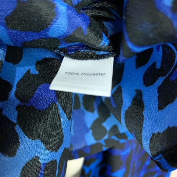 Saks Fifth Avenue Black Blue Animal Print Blouse - Picture 14 of 14
